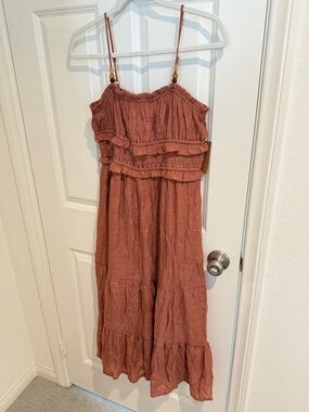 Rust Tiered Ruffle Maxi Jumpsuit